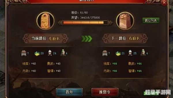 热血三国官职爵位